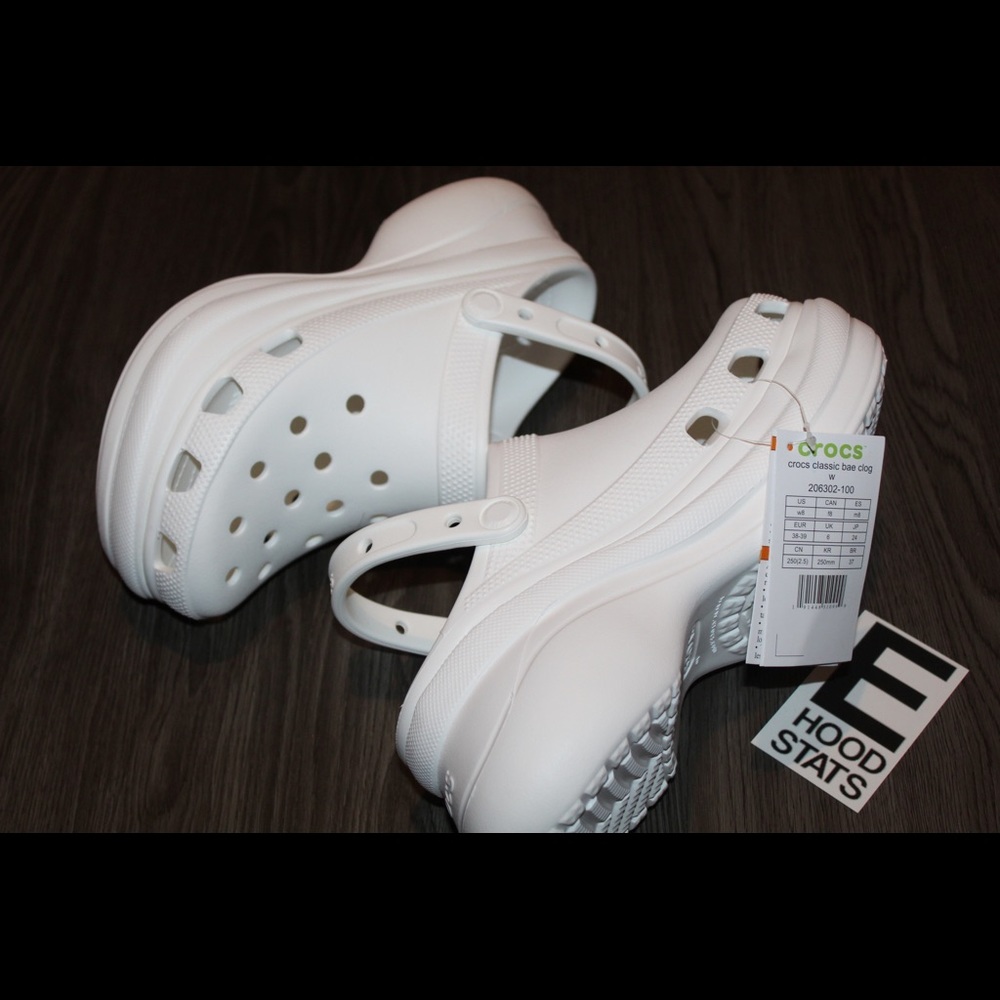 ❌S⭕️LD❌Classic Bae White Platform Crocs Clog Womens Size 8 - Picture 7 of 14